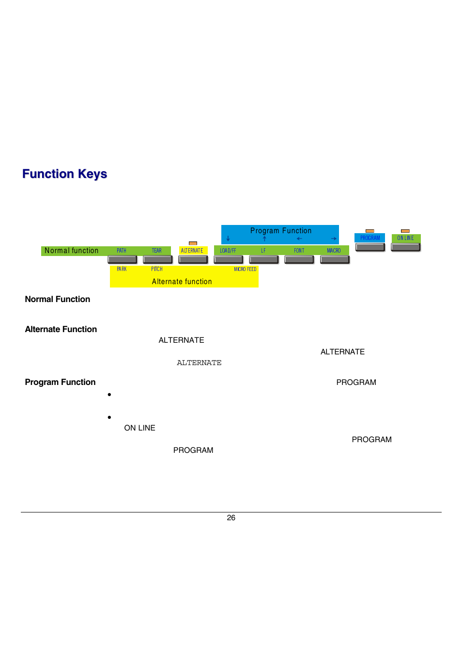 Function keys | Compuprint 9070 User Manual | Page 31 / 171