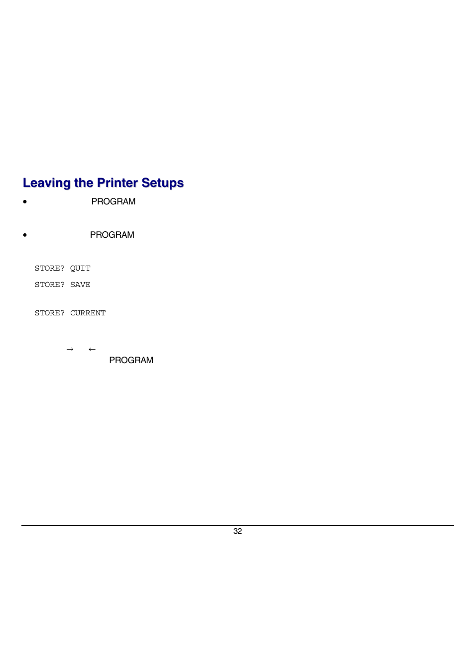 Leaving the printer setups | Compuprint 9070 User Manual | Page 37 / 171