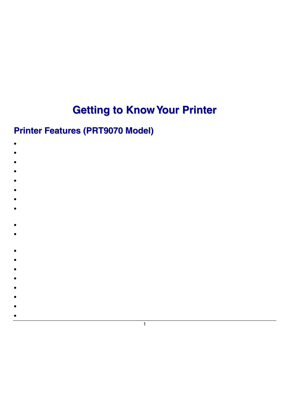 Getting to know your printer, Printer features (prt9070 model) | Compuprint 9070 User Manual | Page 6 / 171