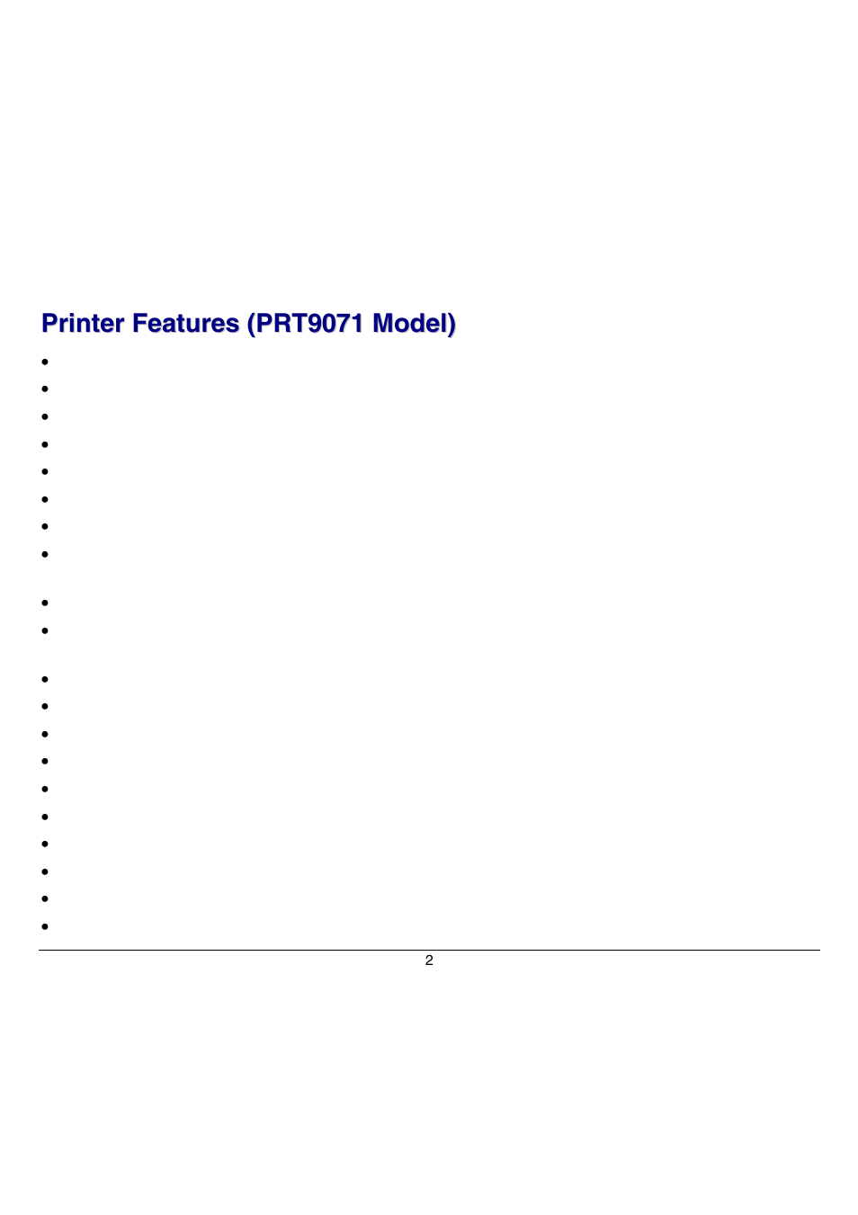 Printer features (prt9071 model) | Compuprint 9070 User Manual | Page 7 / 171