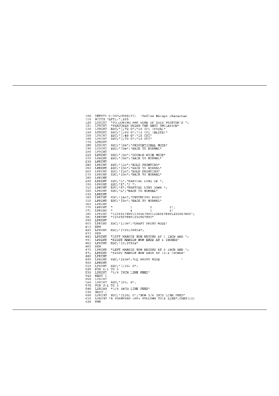 Basic program sample | Compuprint 10200 Programmer Manual User Manual | Page 149 / 234