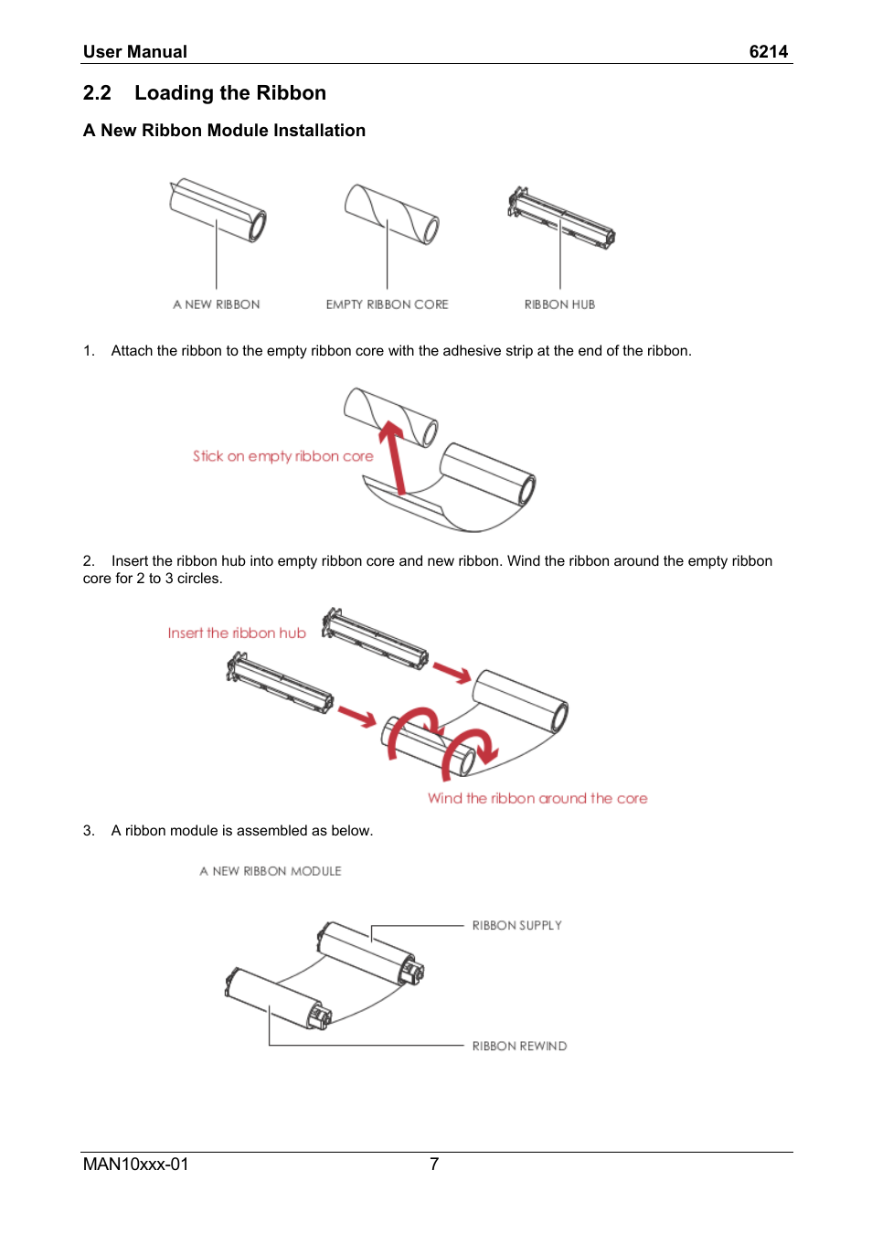 2 loading the ribbon | Compuprint 6214 User Manual | Page 12 / 70