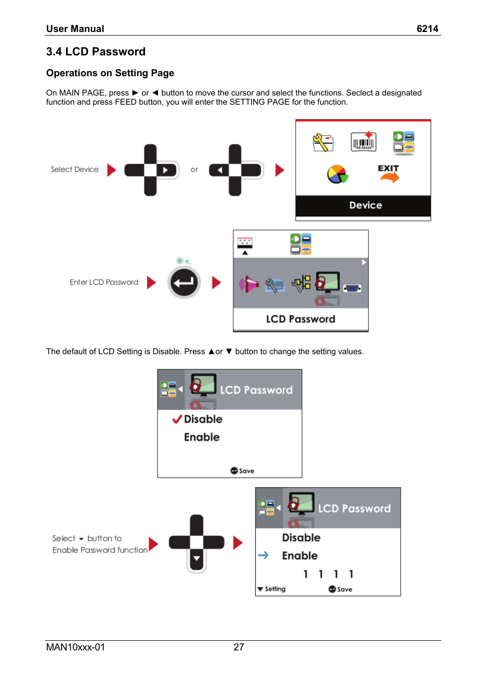 4 lcd password | Compuprint 6214 User Manual | Page 32 / 70