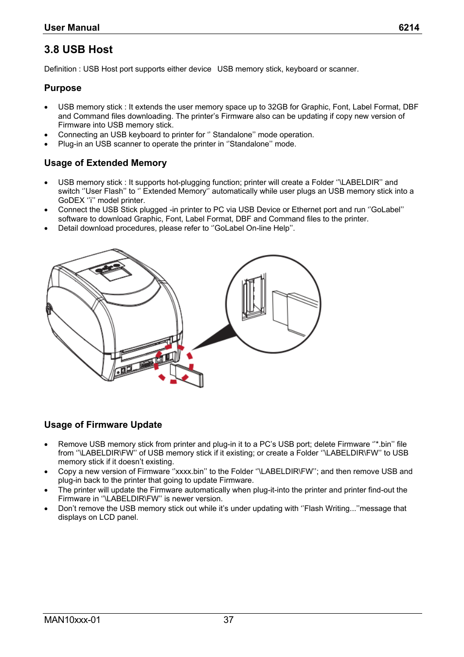 8 usb host | Compuprint 6214 User Manual | Page 42 / 70