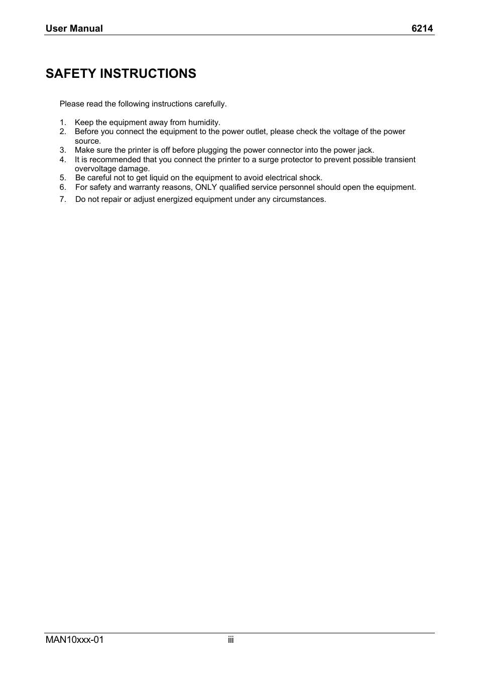 Safety instructions | Compuprint 6214 User Manual | Page 5 / 70