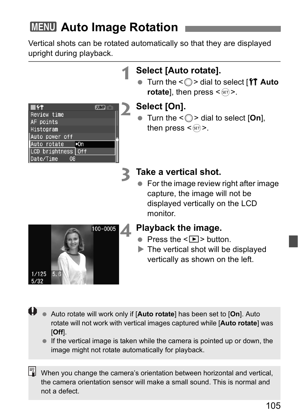 3auto image rotation | Canon EOS 5D User Manual | Page 105 / 184