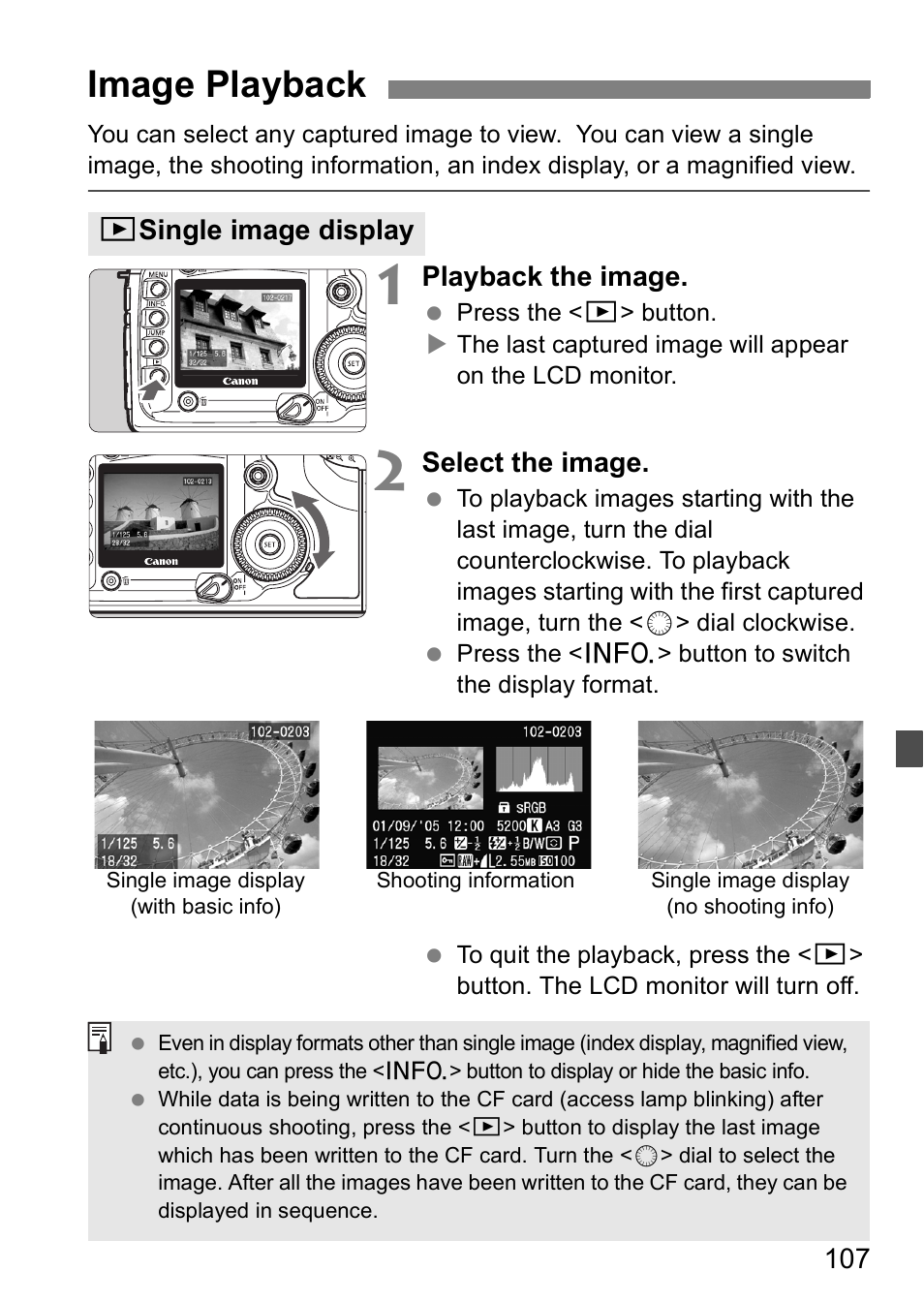 Image playback | Canon EOS 5D User Manual | Page 107 / 184