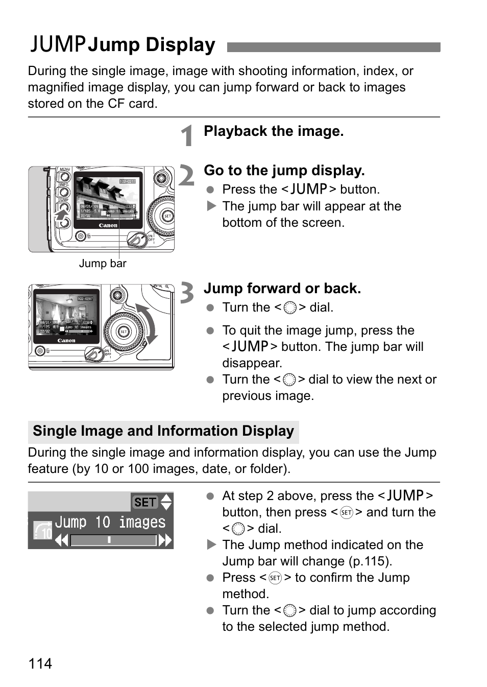 Cjump display | Canon EOS 5D User Manual | Page 114 / 184