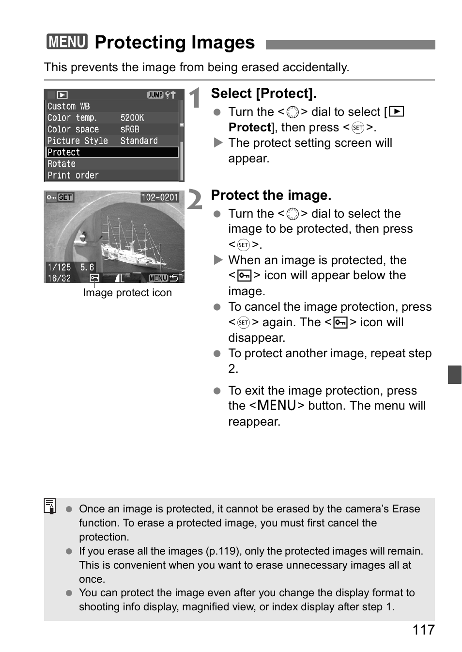 3protecting images | Canon EOS 5D User Manual | Page 117 / 184