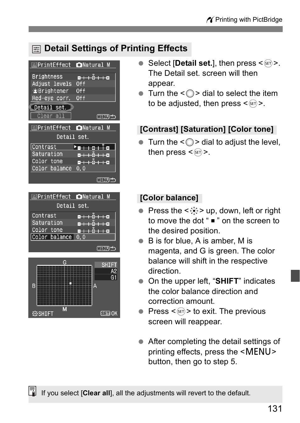 Detail settings of printing effects | Canon EOS 5D User Manual | Page 131 / 184