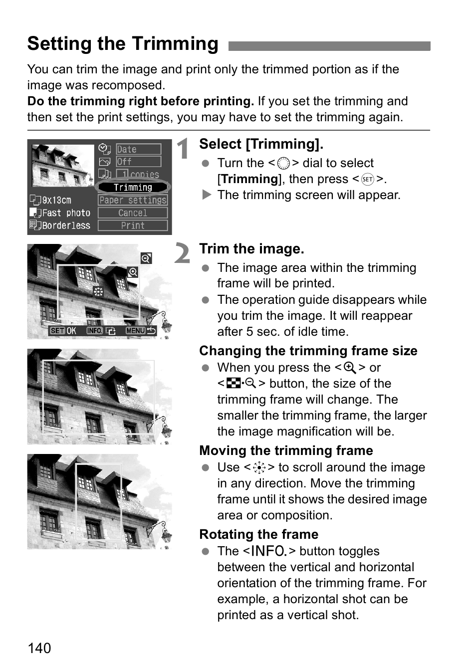 Setting the trimming | Canon EOS 5D User Manual | Page 140 / 184