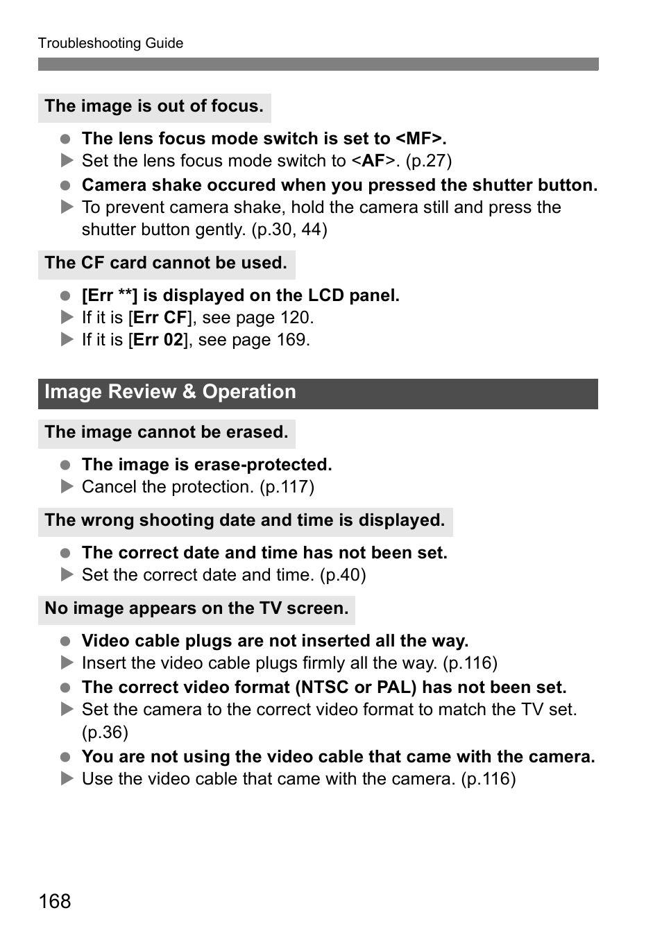 Image review & operation | Canon EOS 5D User Manual | Page 168 / 184
