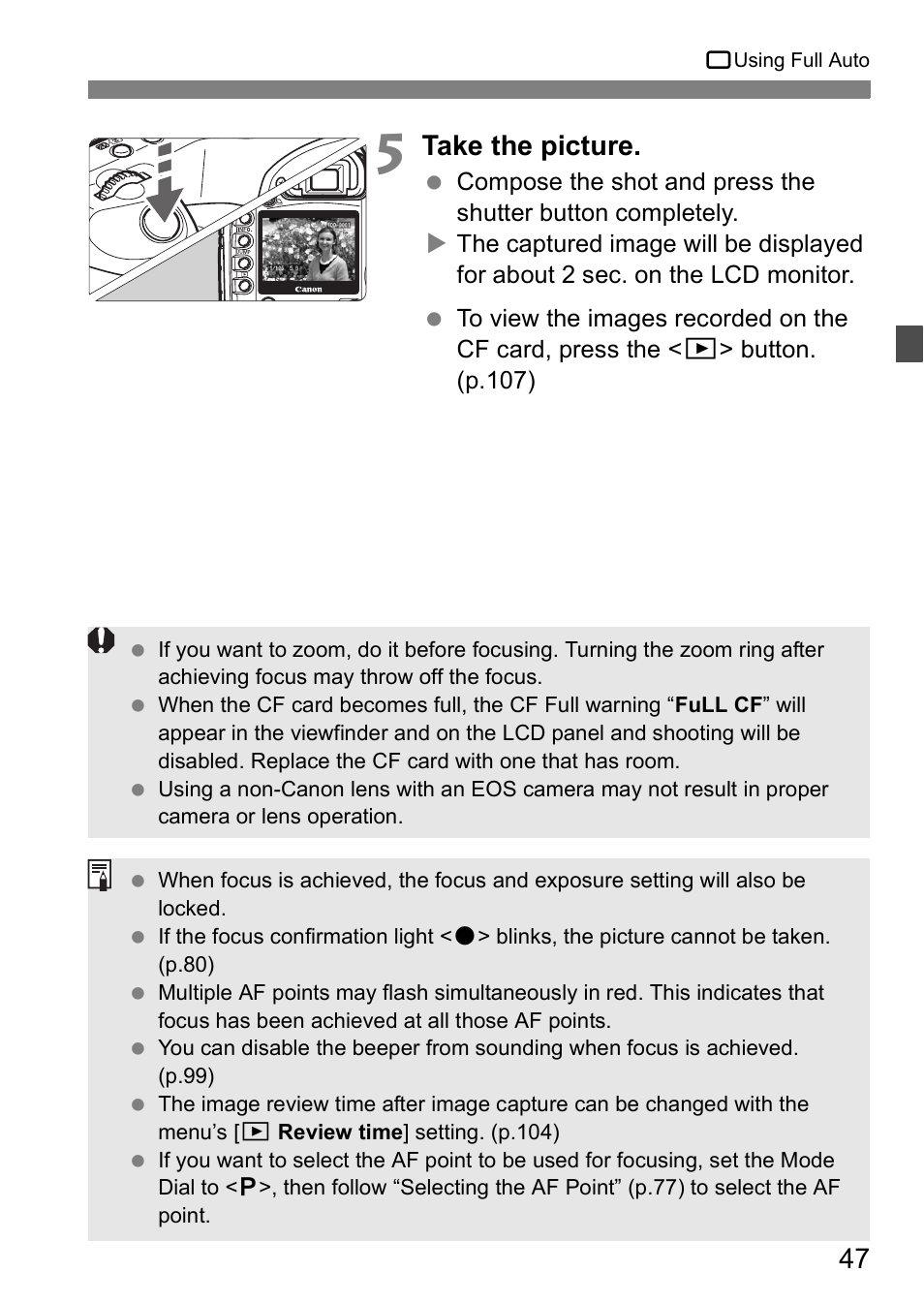 Take the picture | Canon EOS 5D User Manual | Page 47 / 184