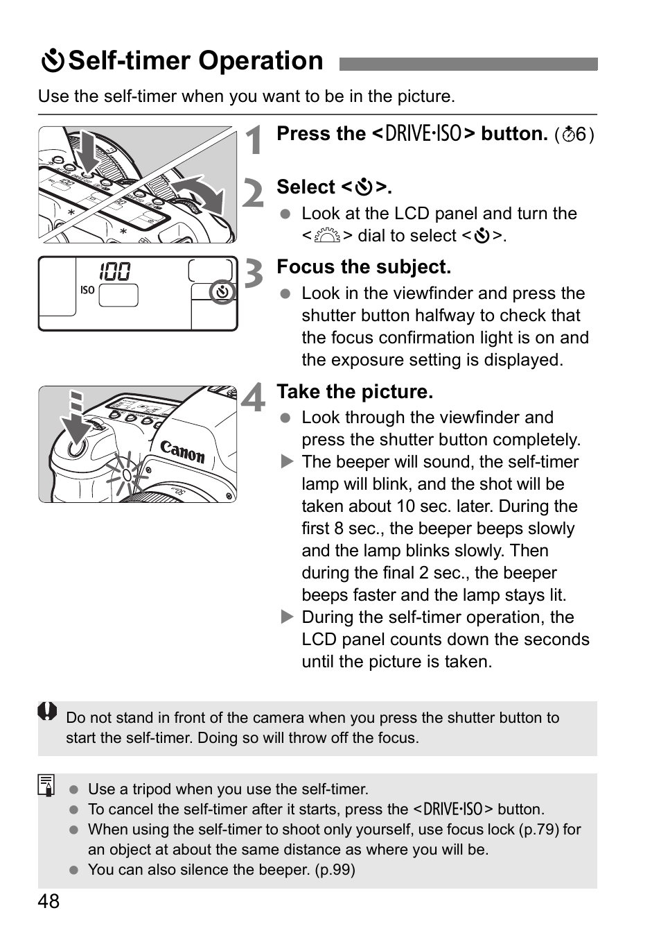 Jself-timer operation | Canon EOS 5D User Manual | Page 48 / 184