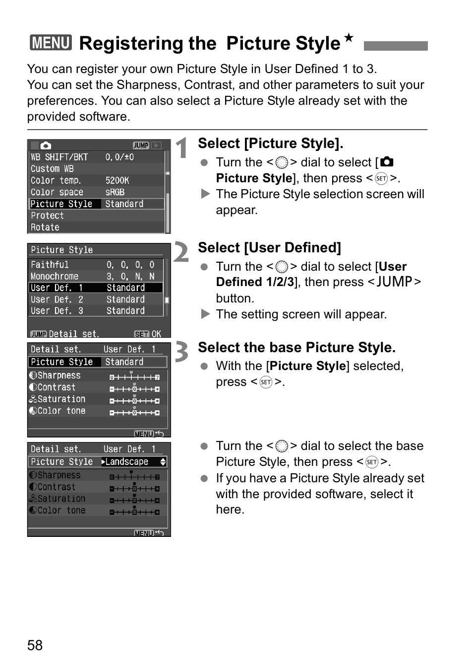 3registering the picture style n | Canon EOS 5D User Manual | Page 58 / 184