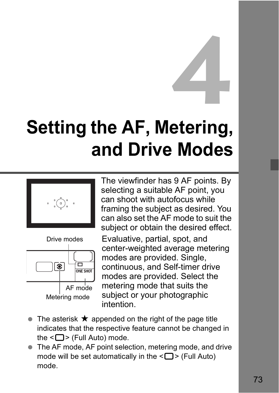 Setting the af, metering, and drive modes | Canon EOS 5D User Manual | Page 73 / 184