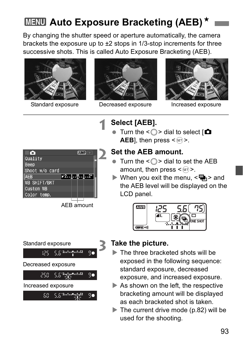3auto exposure bracketing (aeb) n | Canon EOS 5D User Manual | Page 93 / 184