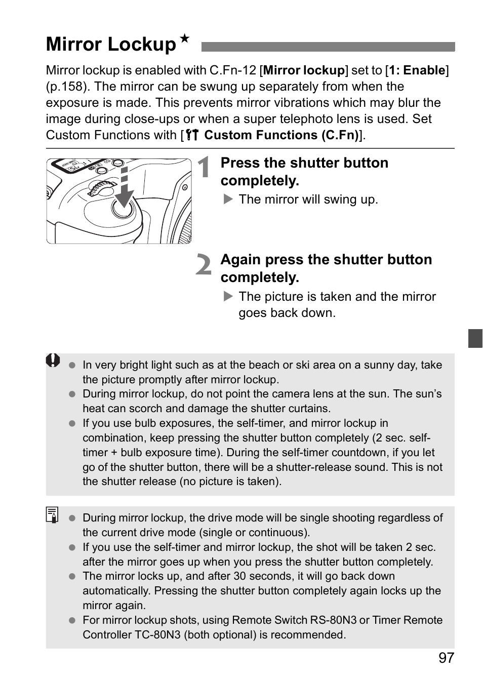 Mirror lockup n | Canon EOS 5D User Manual | Page 97 / 184