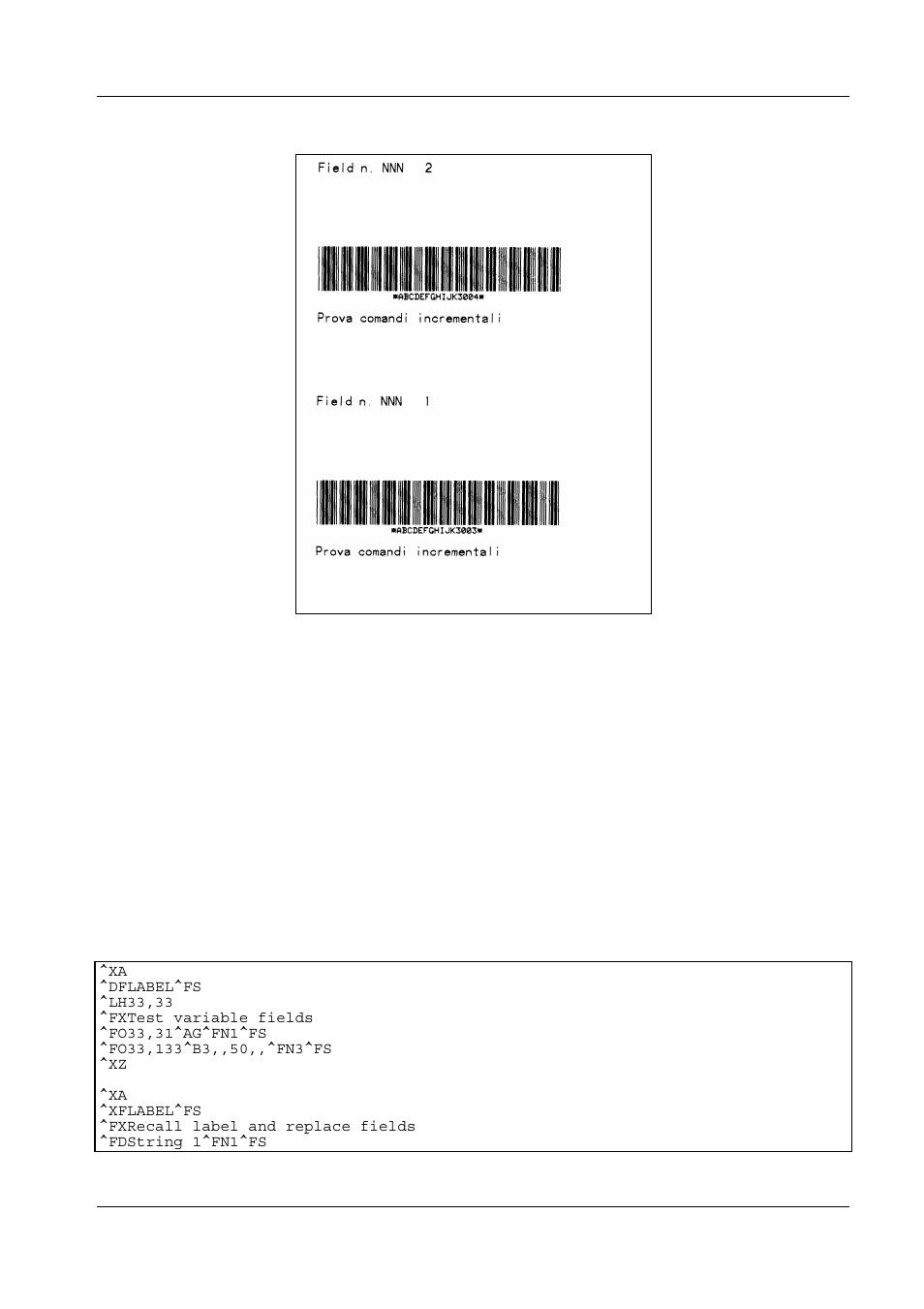 Example with variable fields, See section 5.5 on pag, 57 where an ex | File produces the label in fig. 9, 5 example with variable fields | Compuprint 6314 CZL User Manual | Page 57 / 62