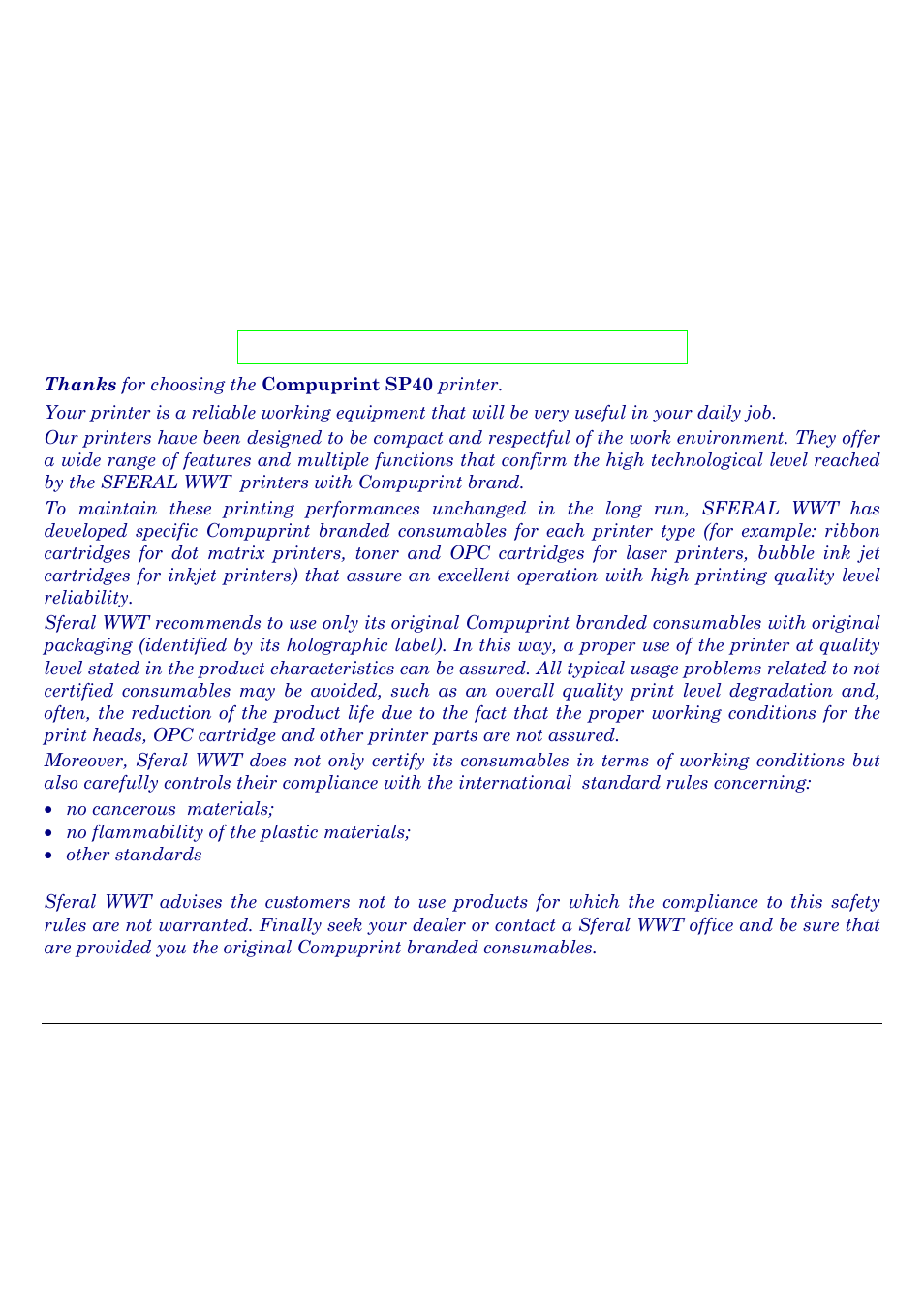 Compuprint SP40 User Manual | Page 2 / 72