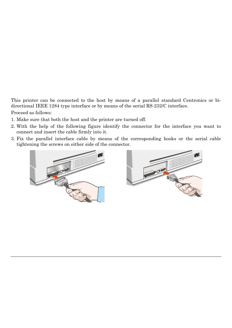 Connection to the host | Compuprint SP40 User Manual | Page 25 / 72