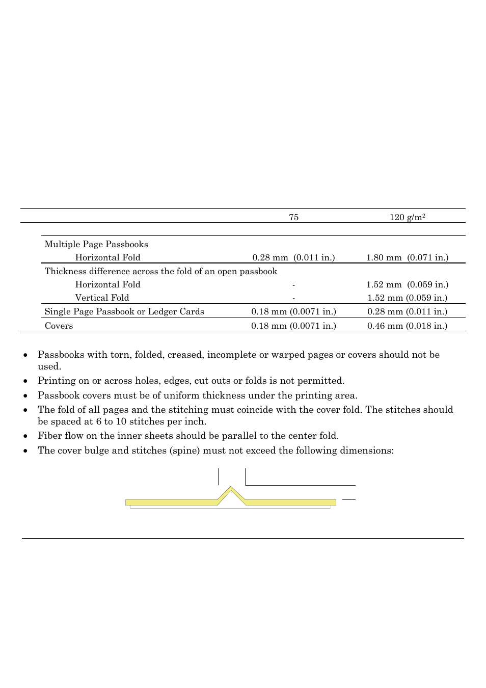 Paper weight, Thickness, Passbooks | Compuprint SP40 User Manual | Page 53 / 72