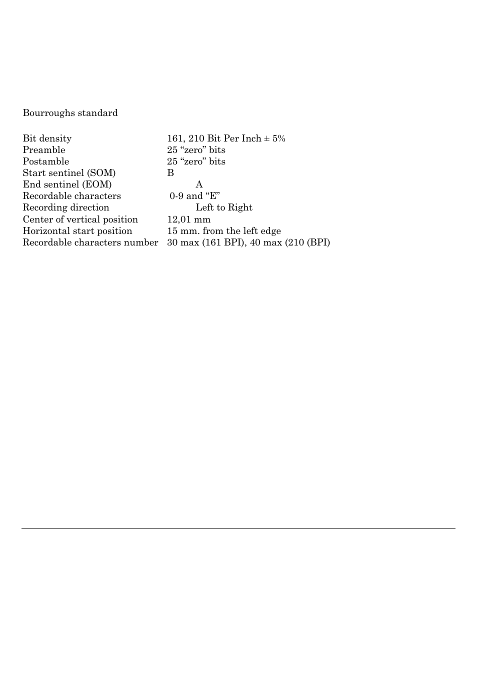 Bourroughs standard | Compuprint SP40 User Manual | Page 62 / 72