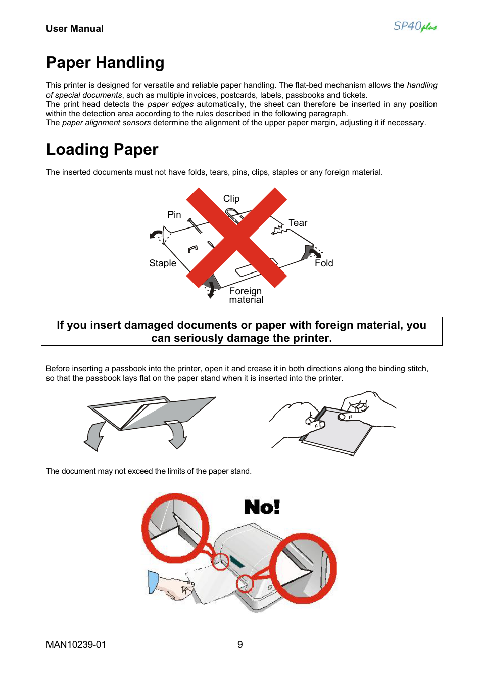 Paper handling, Loading paper | Compuprint SP40 plus User Manual | Page 14 / 52