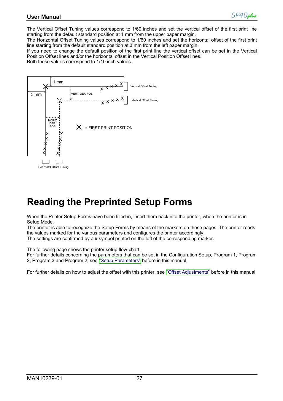 Reading the preprinted setup forms | Compuprint SP40 plus User Manual | Page 32 / 52