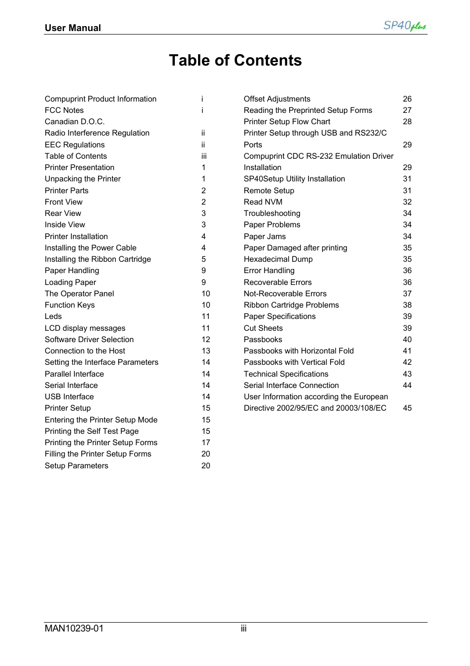 Compuprint SP40 plus User Manual | Page 5 / 52
