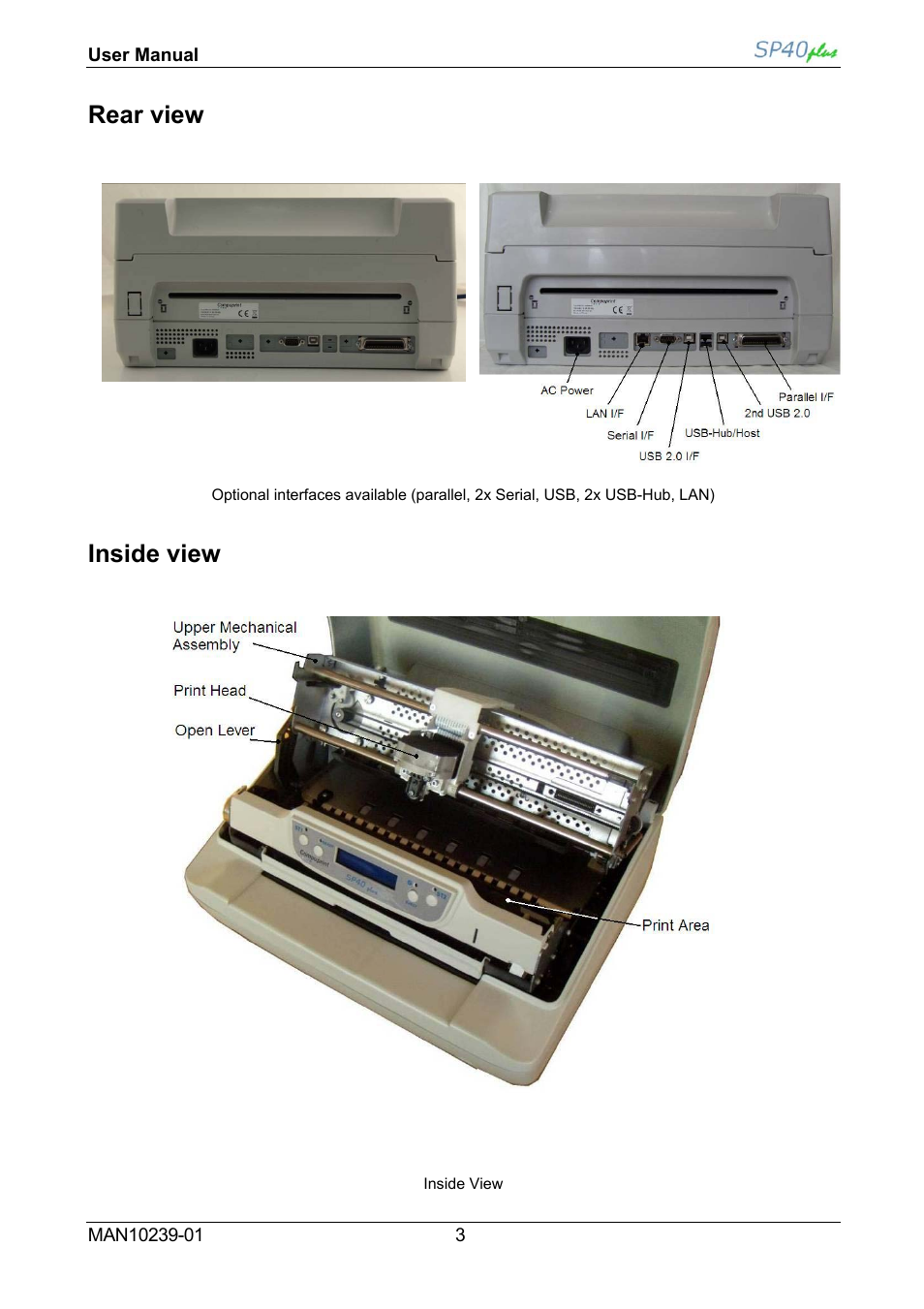 Rear view, Inside view | Compuprint SP40 plus User Manual | Page 8 / 52