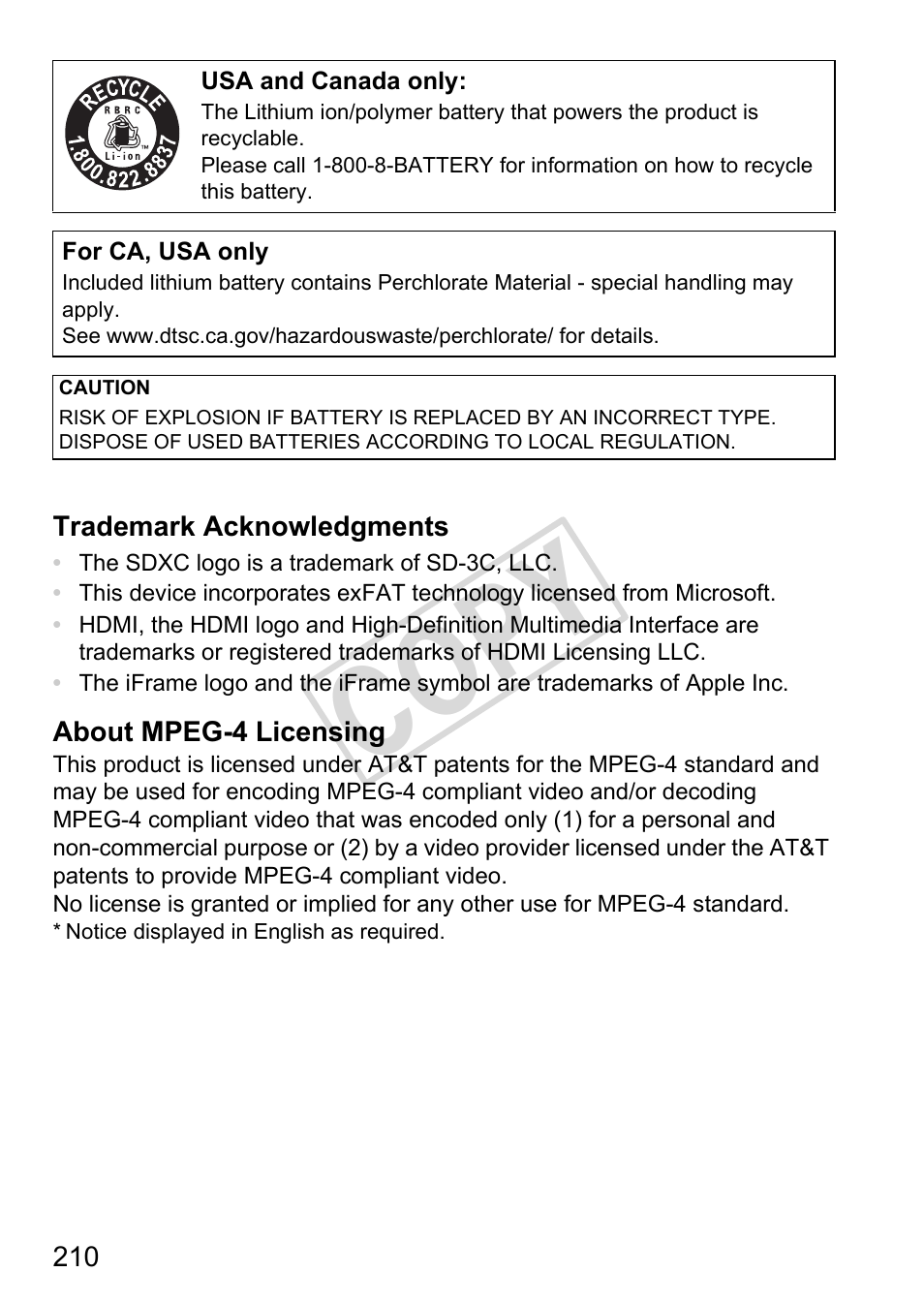 Cop y | Canon IXUS 230 HS User Manual | Page 210 / 212