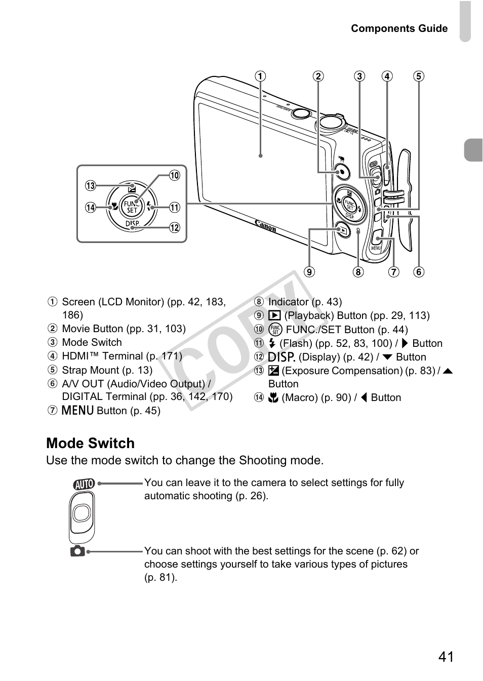 Cop y | Canon IXUS 230 HS User Manual | Page 41 / 212