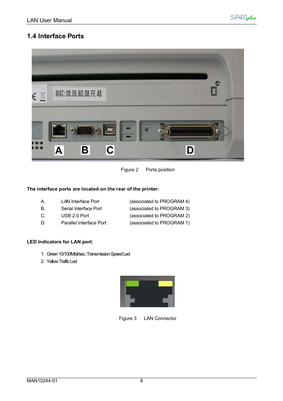 4 interface ports | Compuprint SP40 plus LAN User Manual | Page 14 / 62