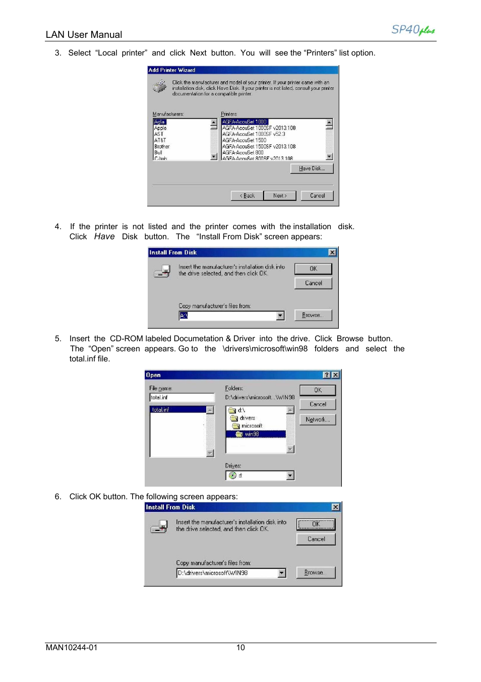 Lan user manual | Compuprint SP40 plus LAN User Manual | Page 16 / 62