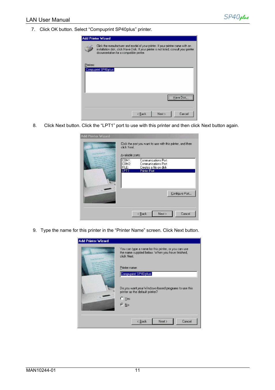 Lan user manual | Compuprint SP40 plus LAN User Manual | Page 17 / 62