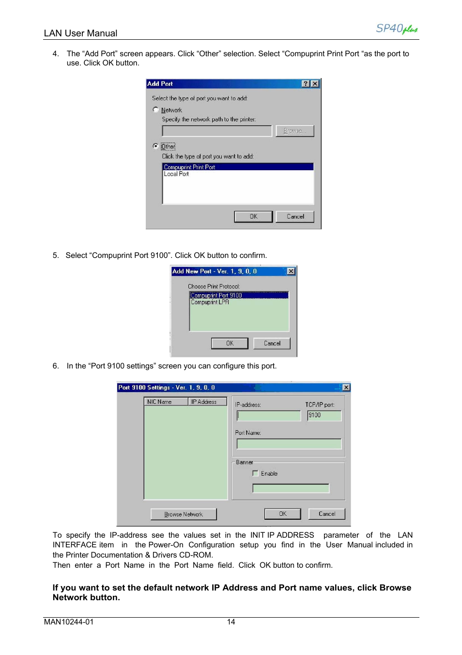Lan user manual | Compuprint SP40 plus LAN User Manual | Page 20 / 62