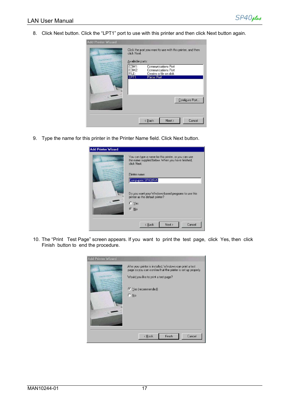 Lan user manual | Compuprint SP40 plus LAN User Manual | Page 23 / 62