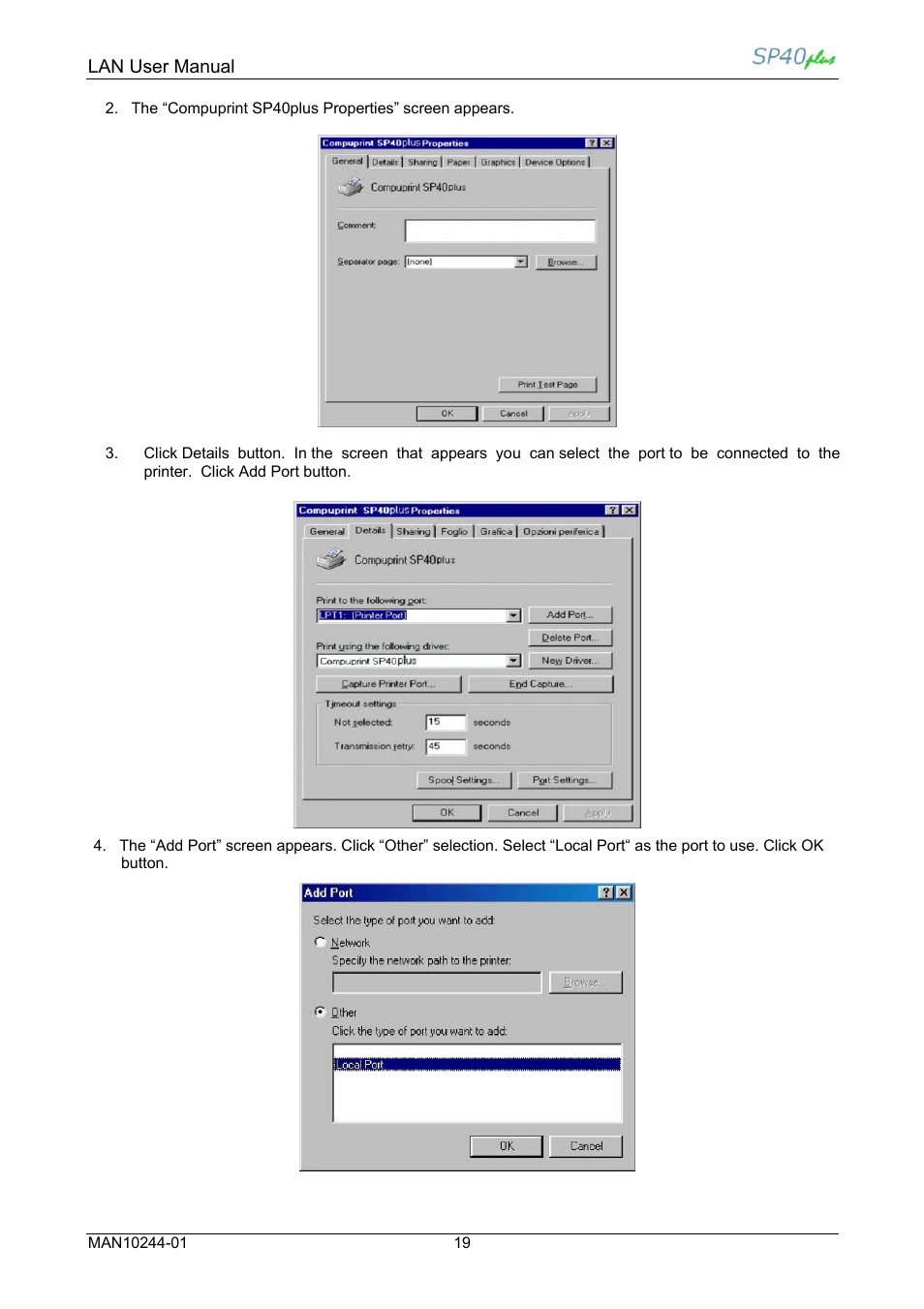 Lan user manual | Compuprint SP40 plus LAN User Manual | Page 25 / 62