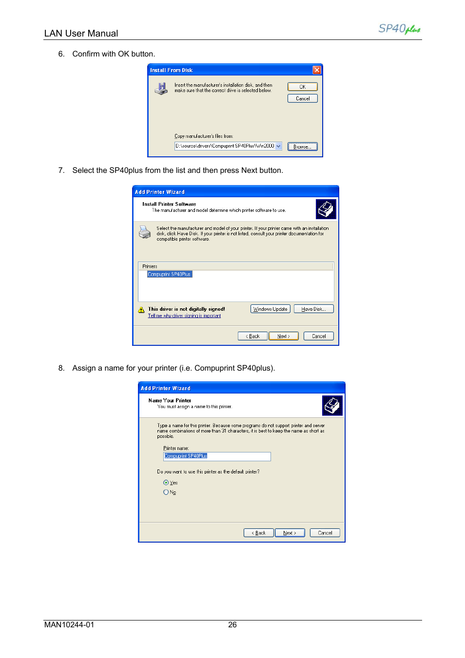 Lan user manual | Compuprint SP40 plus LAN User Manual | Page 32 / 62