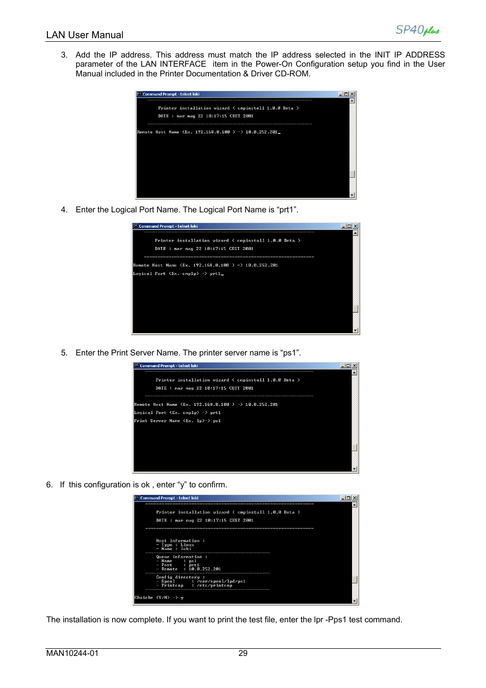 Lan user manual | Compuprint SP40 plus LAN User Manual | Page 35 / 62