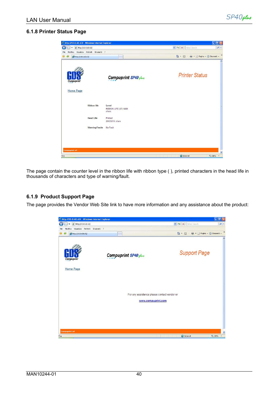 Compuprint SP40 plus LAN User Manual | Page 46 / 62