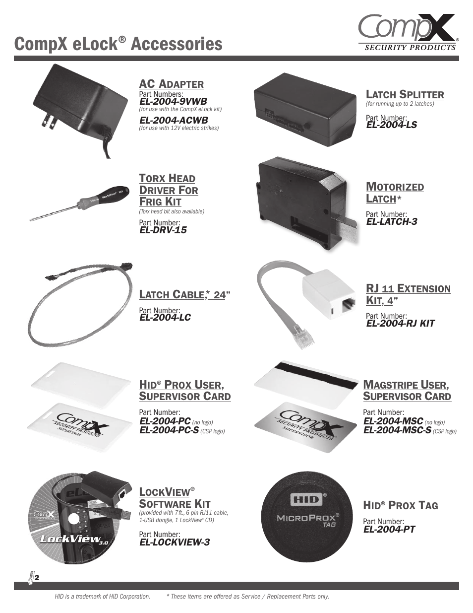 Compx elock, Accessories, Ac a | CompX eLock Numeric Keypad Quick Programming Guide User Manual | Page 2 / 8