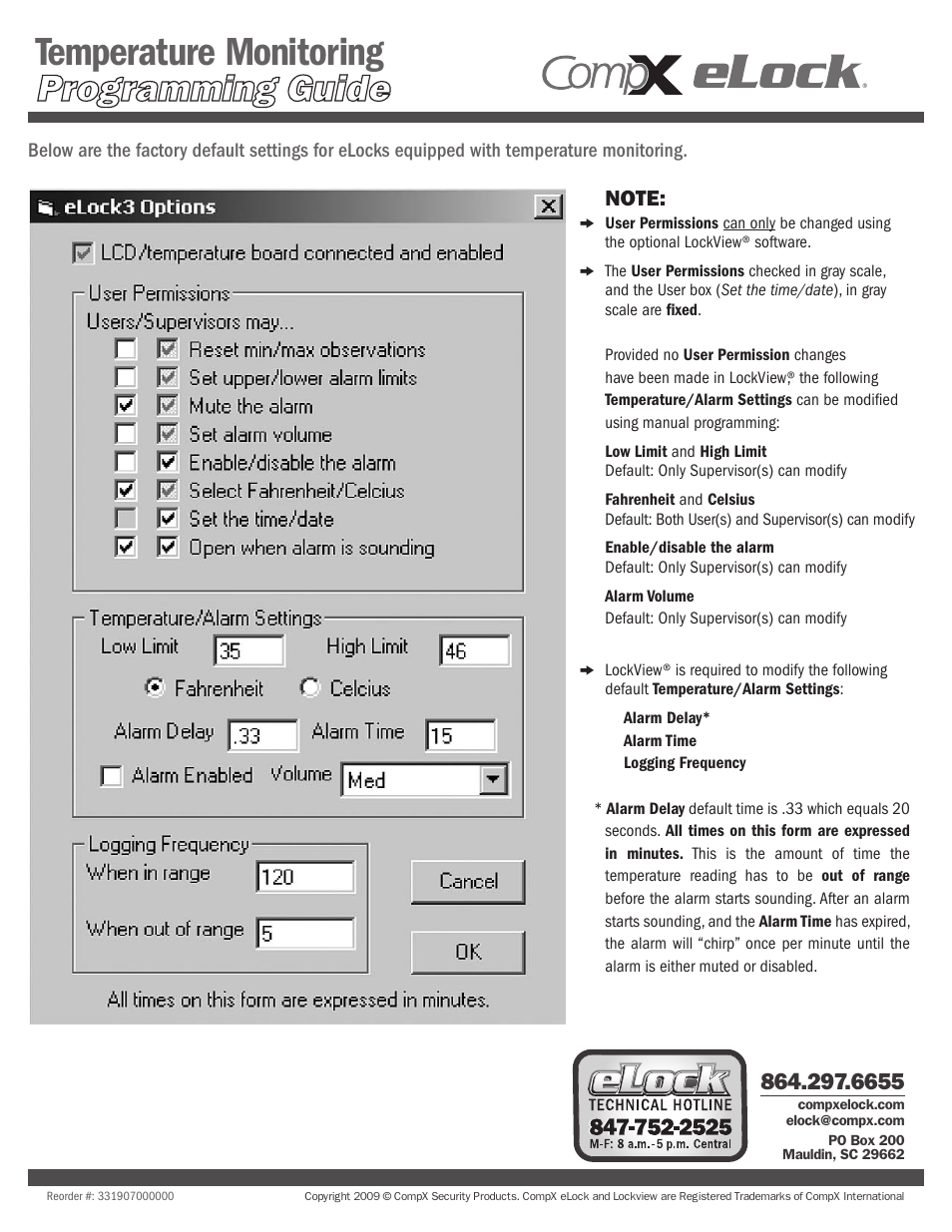 Temperature monitoring | CompX eLock Temperature Monitoring Programming User Manual | Page 9 / 10