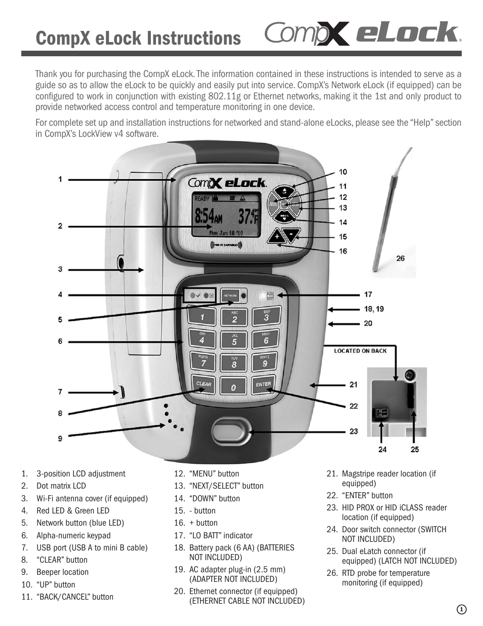 CompX eLock Network Fridge User Manual | 16 pages