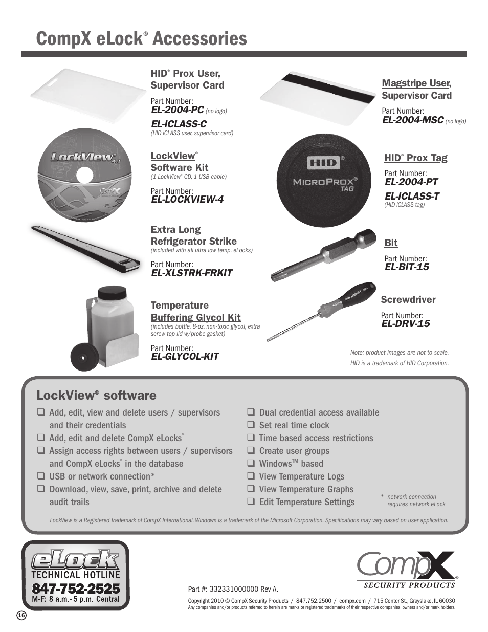 Compx elock, Accessories, Lockview | Software | CompX eLock Network Fridge User Manual | Page 16 / 16