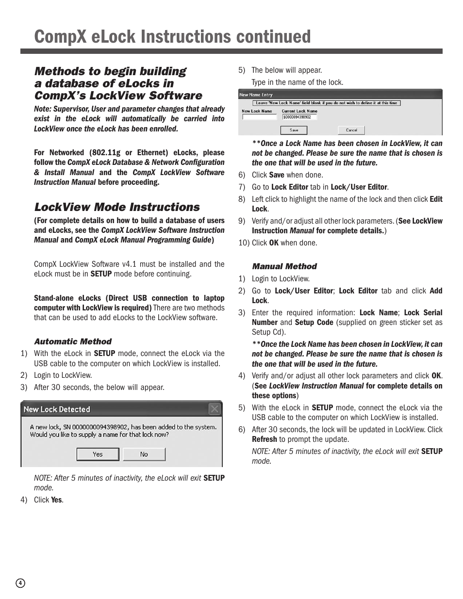 Compx elock instructions continued, Lockview mode instructions | CompX eLock Network Fridge User Manual | Page 4 / 16