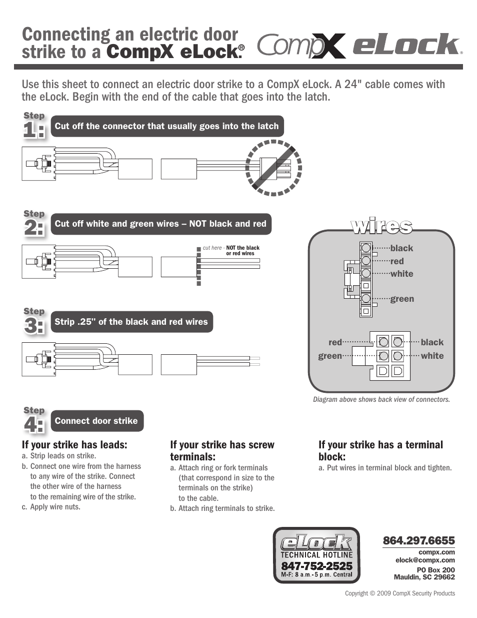 CompX eLock Door Strike User Manual | 1 page