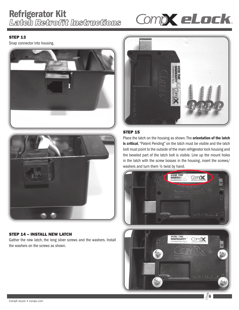 Refrigerator kit | CompX eLock Latch Upgrade User Manual | Page 6 / 9
