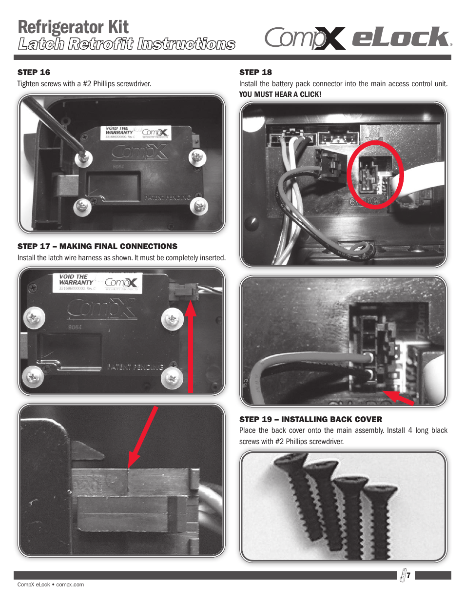 Refrigerator kit | CompX eLock Latch Upgrade User Manual | Page 7 / 9